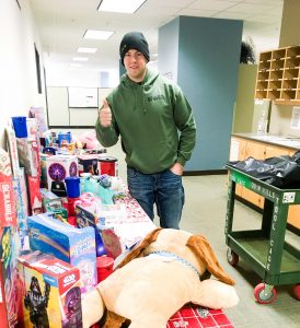 Sgt. Hultman pauses for a photo on toy pickup day, December 2019.