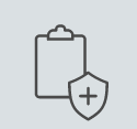 icon: medical chart clipboard and shield symbol