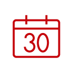 icon: calendar with number "30" in large lettering filling up face of calendar page