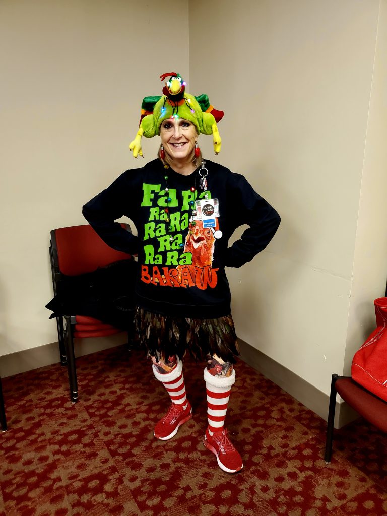 Patty Perdzock-Haas poses in her festive attire.
